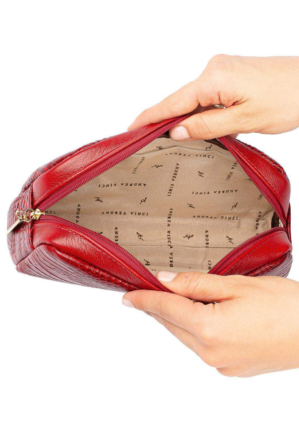 Necessaire de couro croco Adriana 12x23x6cm - Enluaze