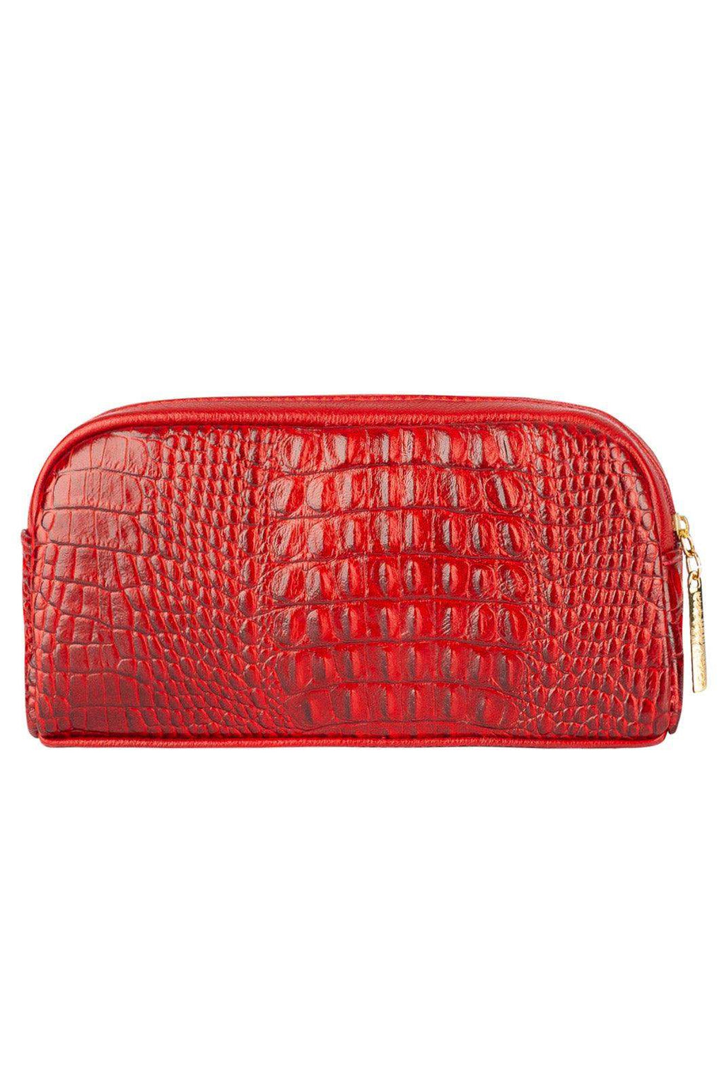 Necessaire de couro croco Adriana 12x23x6cm - Enluaze