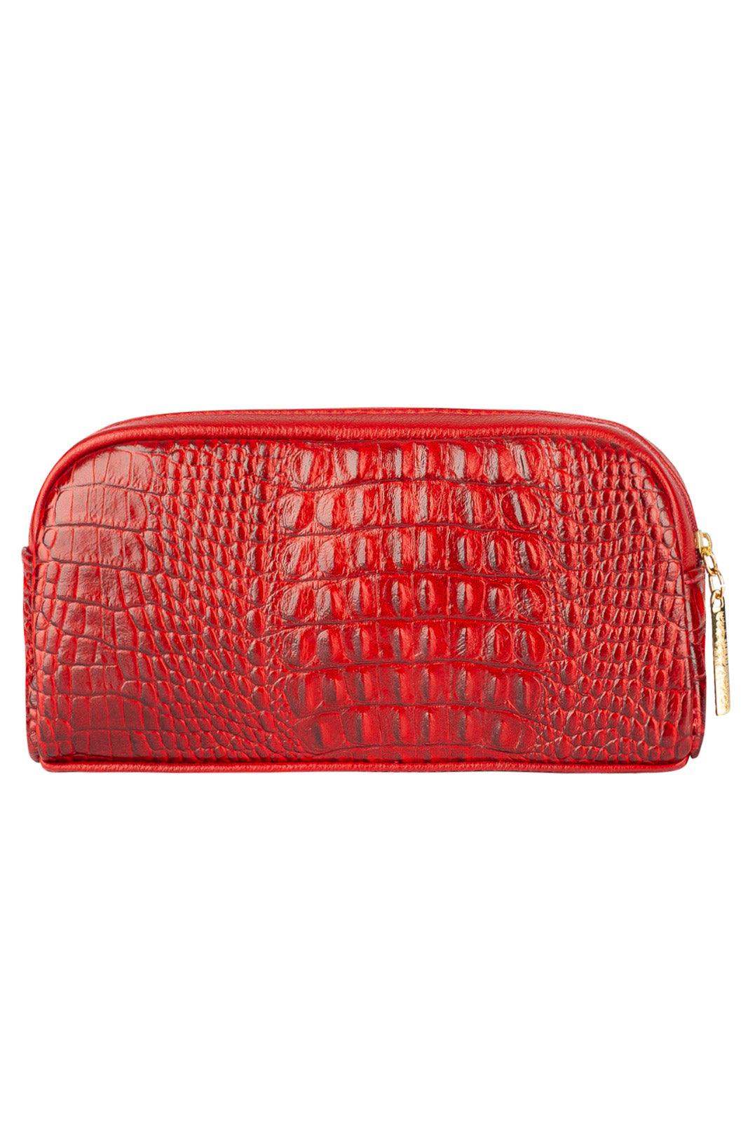Necessaire de couro croco Adriana 12x23x6cm - Enluaze