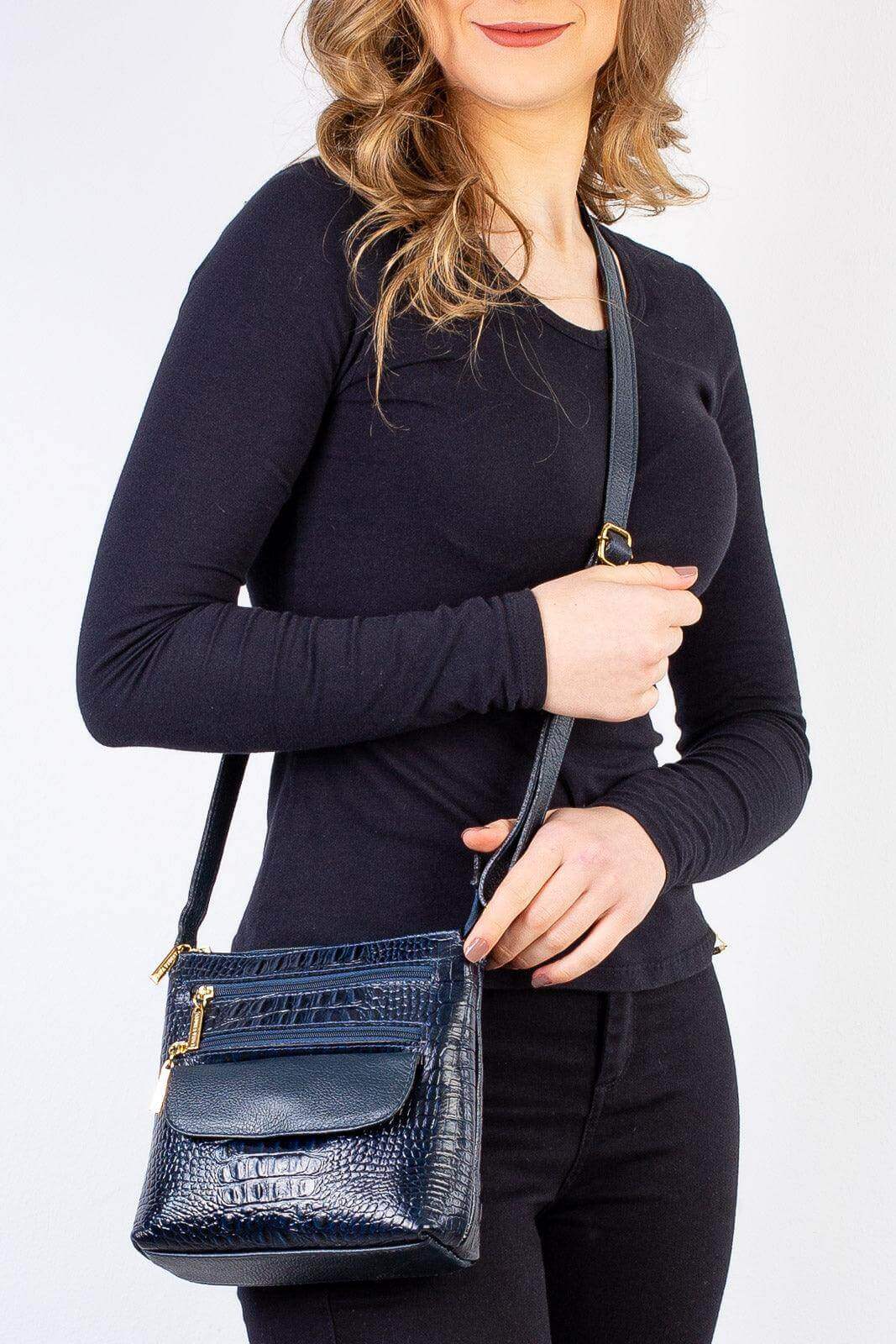 Bolsa transversal de couro croco Maura - Enluaze