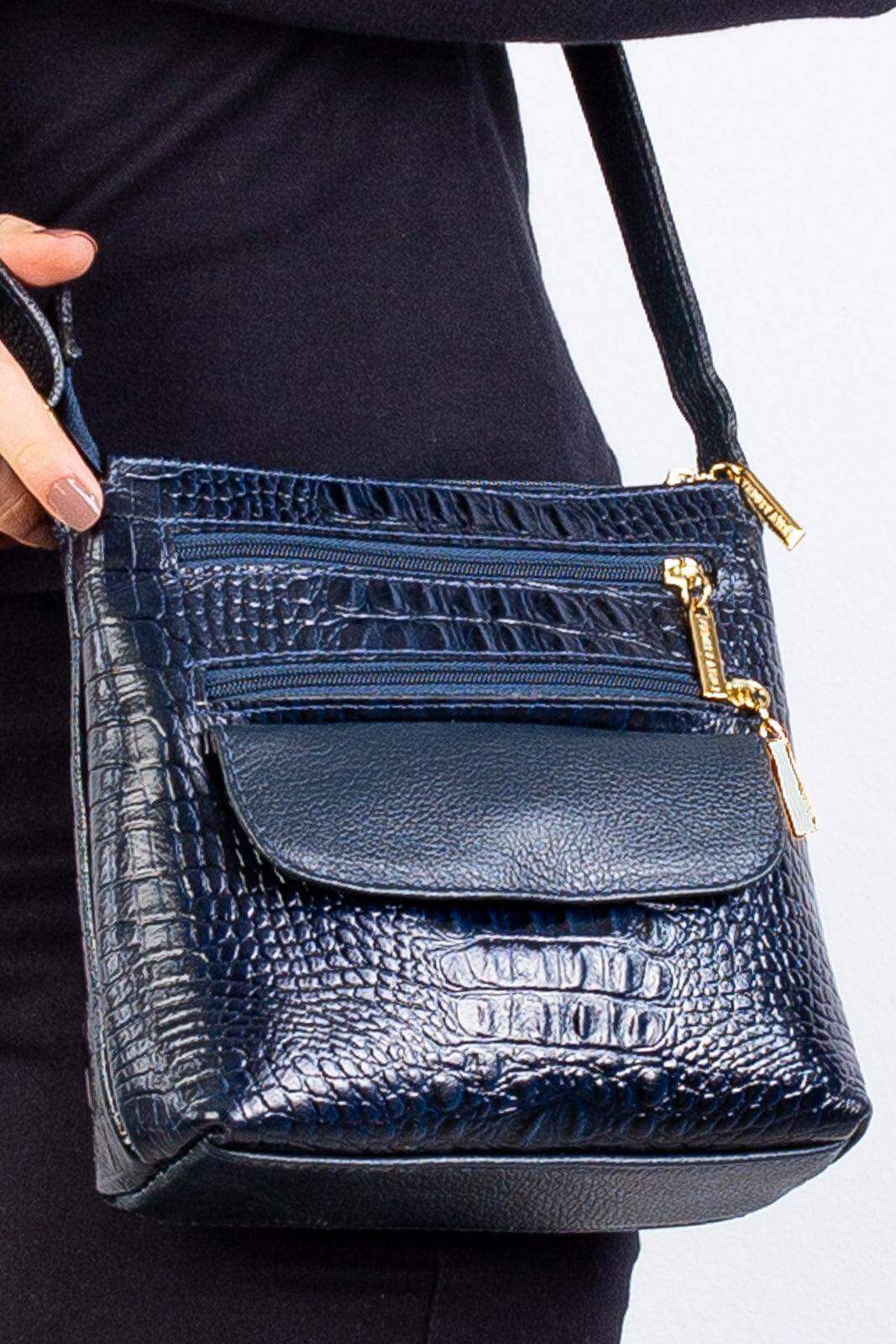 Bolsa transversal de couro croco Maura - Enluaze