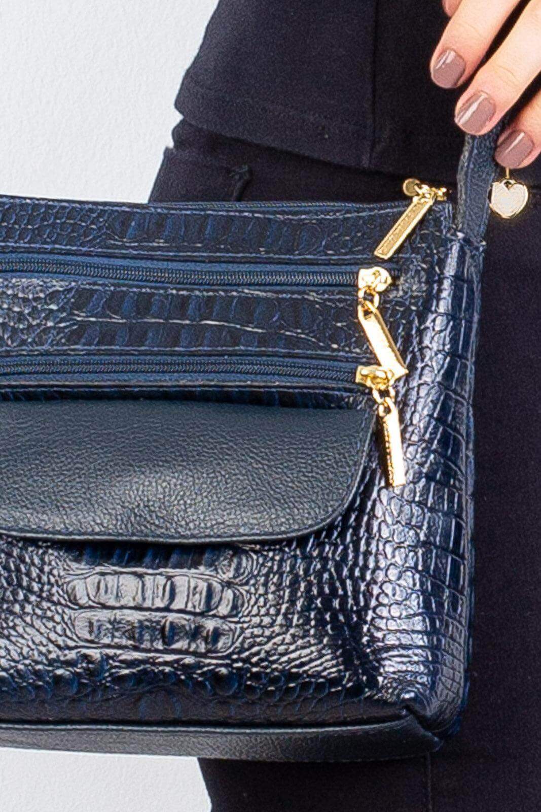 Bolsa transversal de couro croco Maura - Enluaze