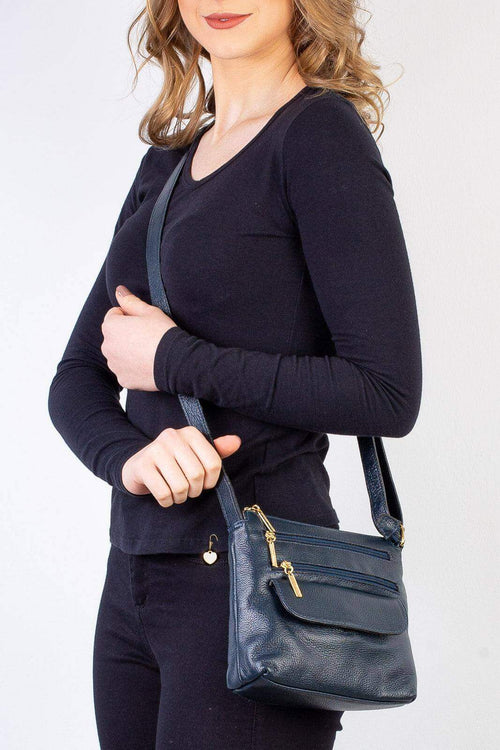 Bolsa transversal de couro liso Maura - Enluaze