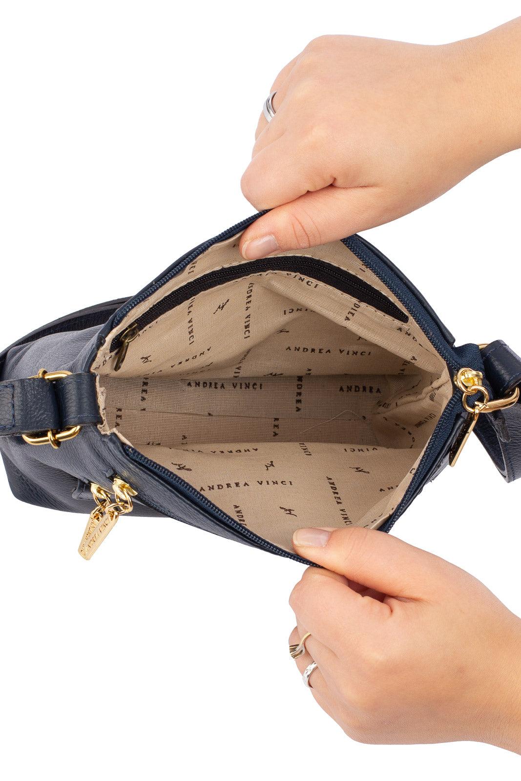 Bolsa transversal de couro liso Maura - Enluaze