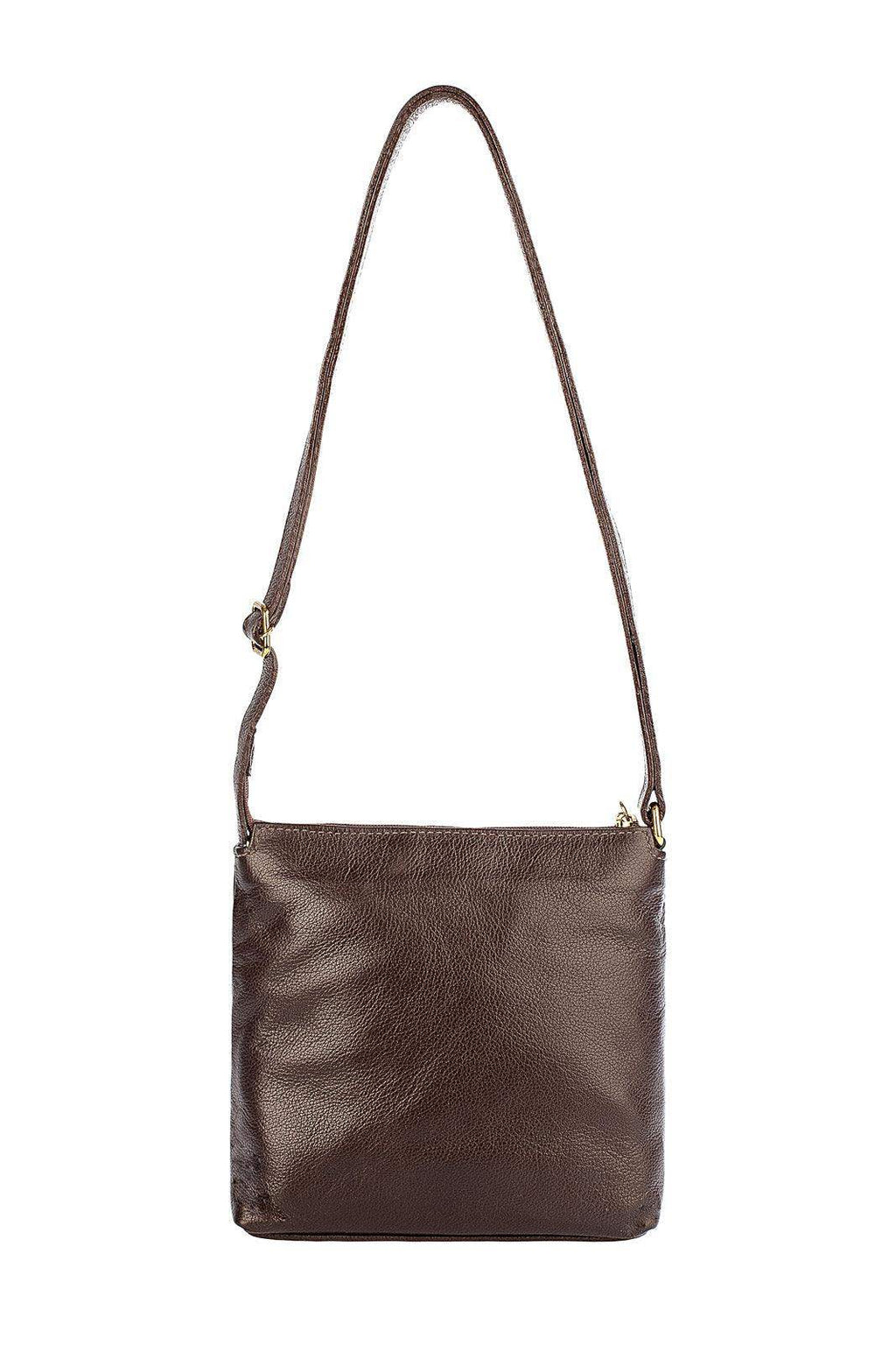 Bolsa transversal de couro liso Maura - Enluaze