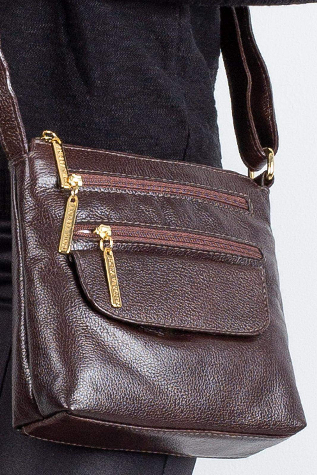 Bolsa transversal de couro liso Maura - Enluaze