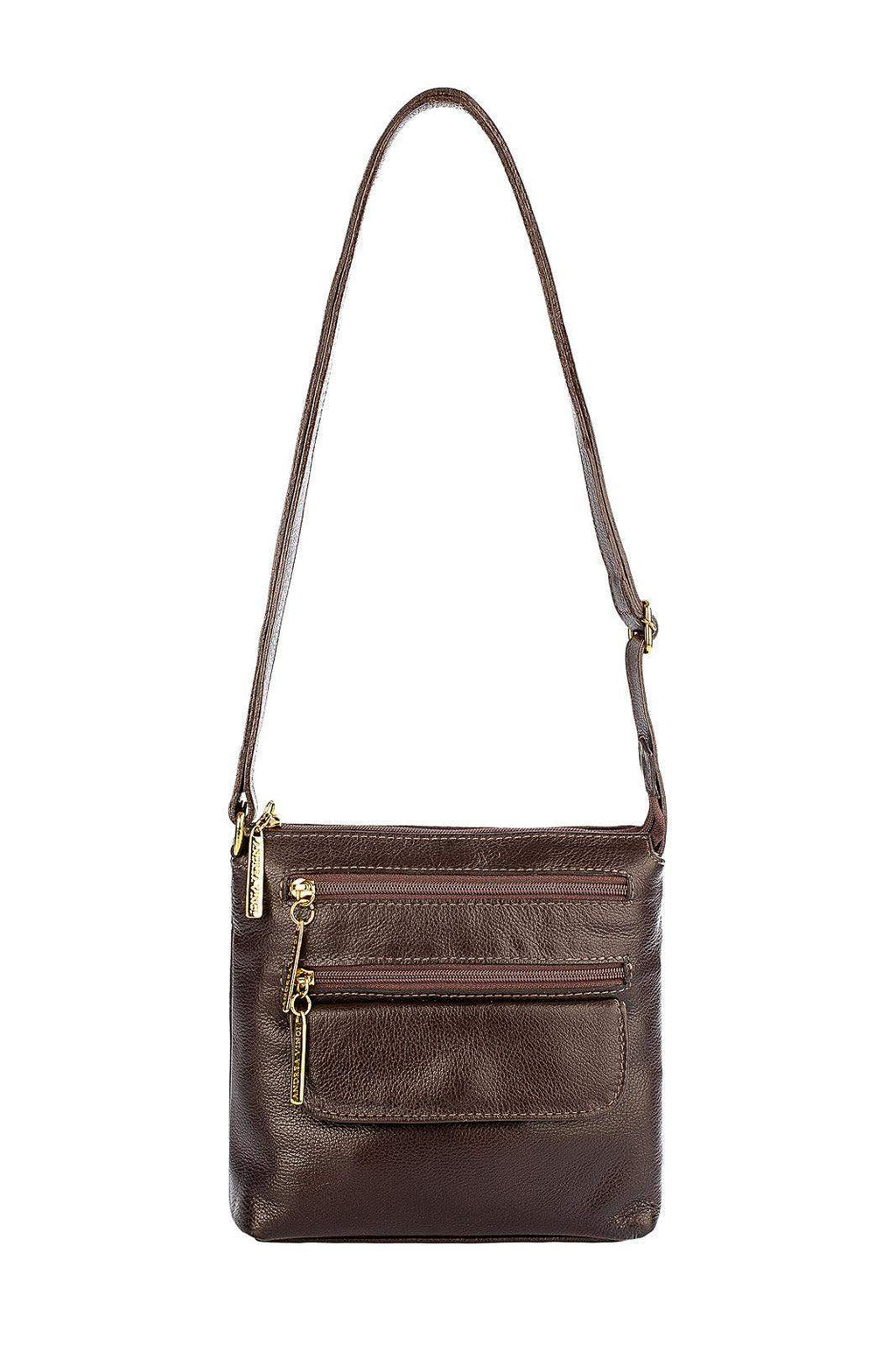 Bolsa transversal de couro liso Maura - Enluaze