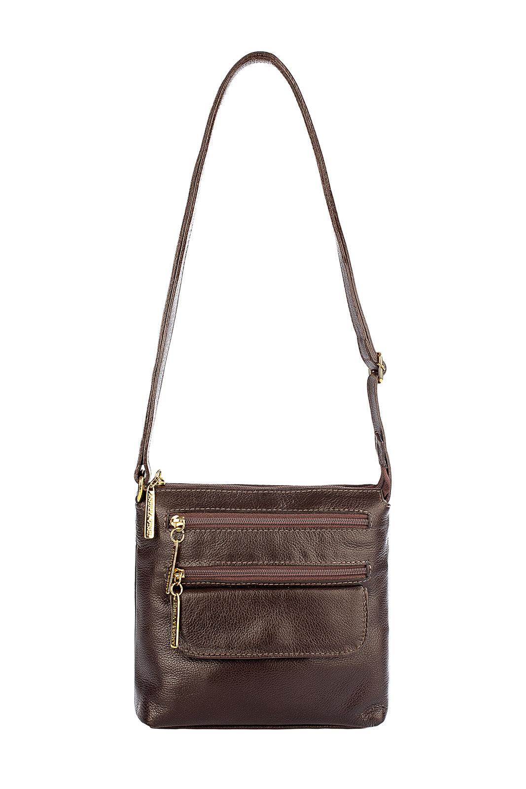 Bolsa transversal de couro liso Maura - Enluaze