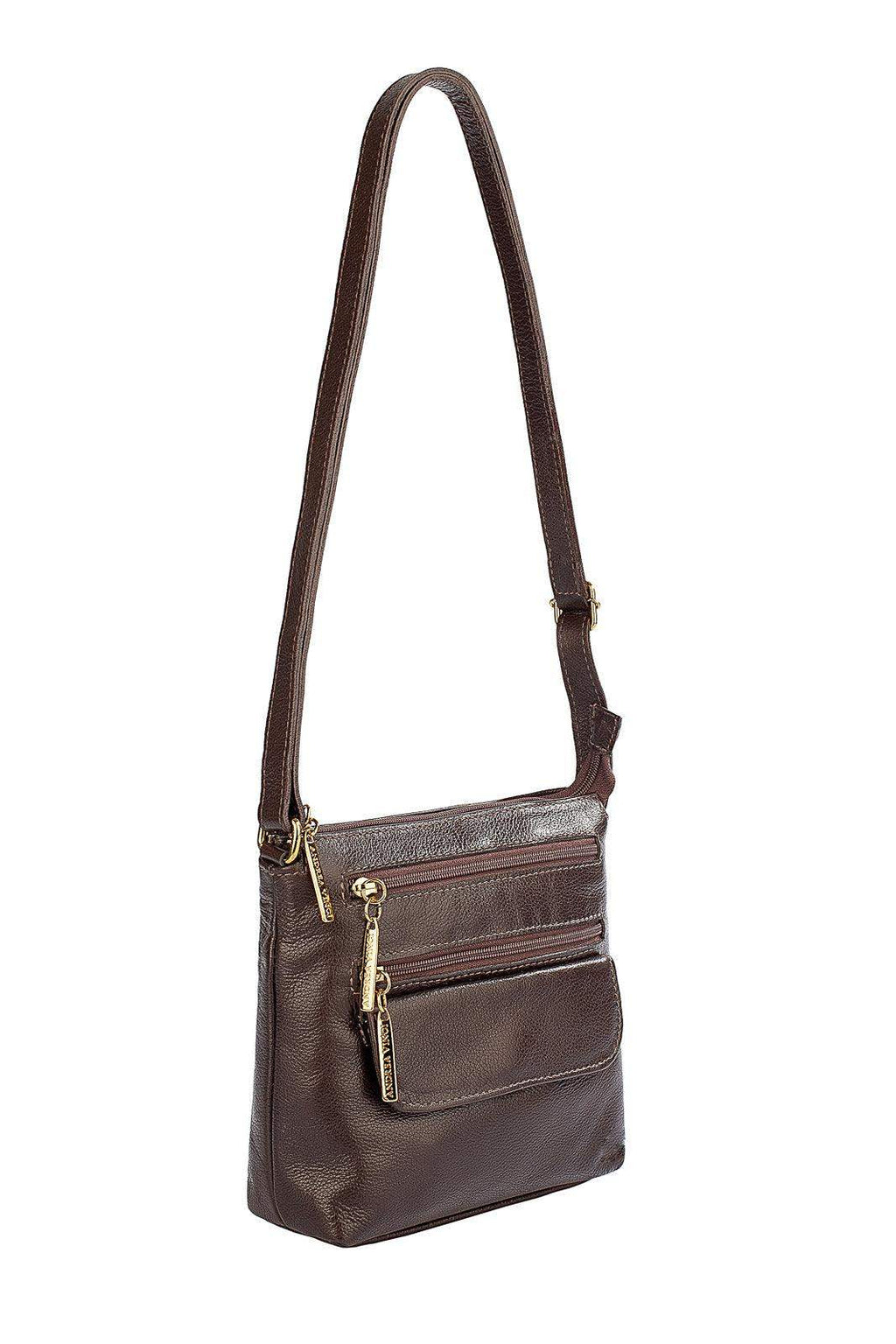 Bolsa transversal de couro liso Maura - Enluaze