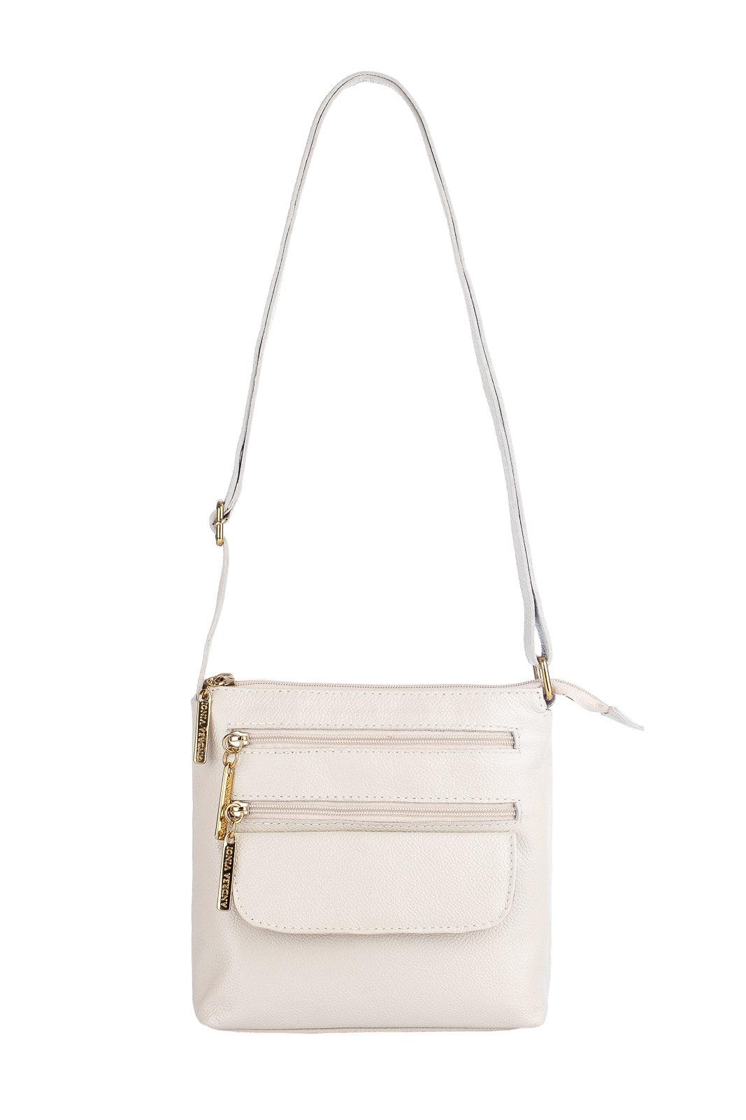 Bolsa transversal de couro liso Maura - Enluaze