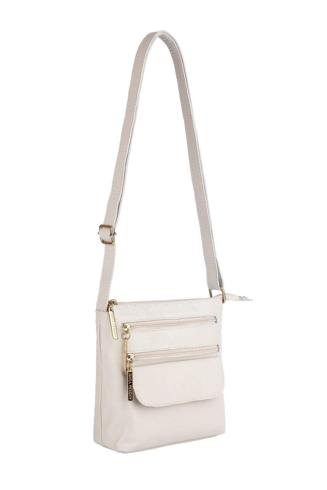 Bolsa transversal de couro liso Maura - Enluaze