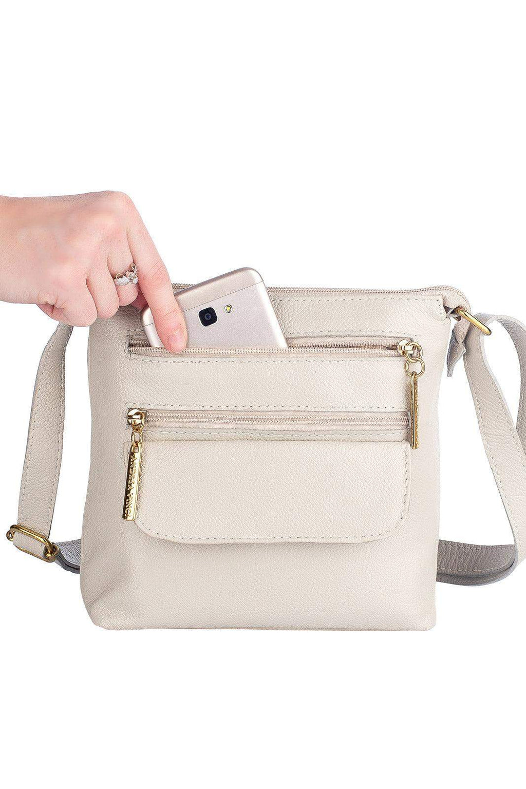 Bolsa transversal de couro liso Maura - Enluaze