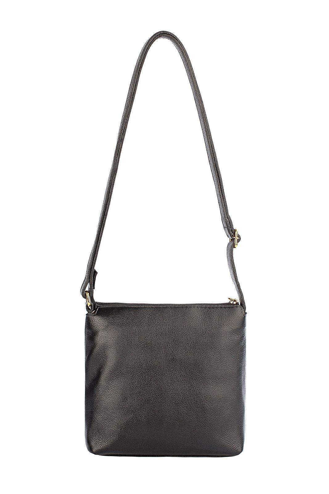 Bolsa transversal de couro liso Maura - Enluaze