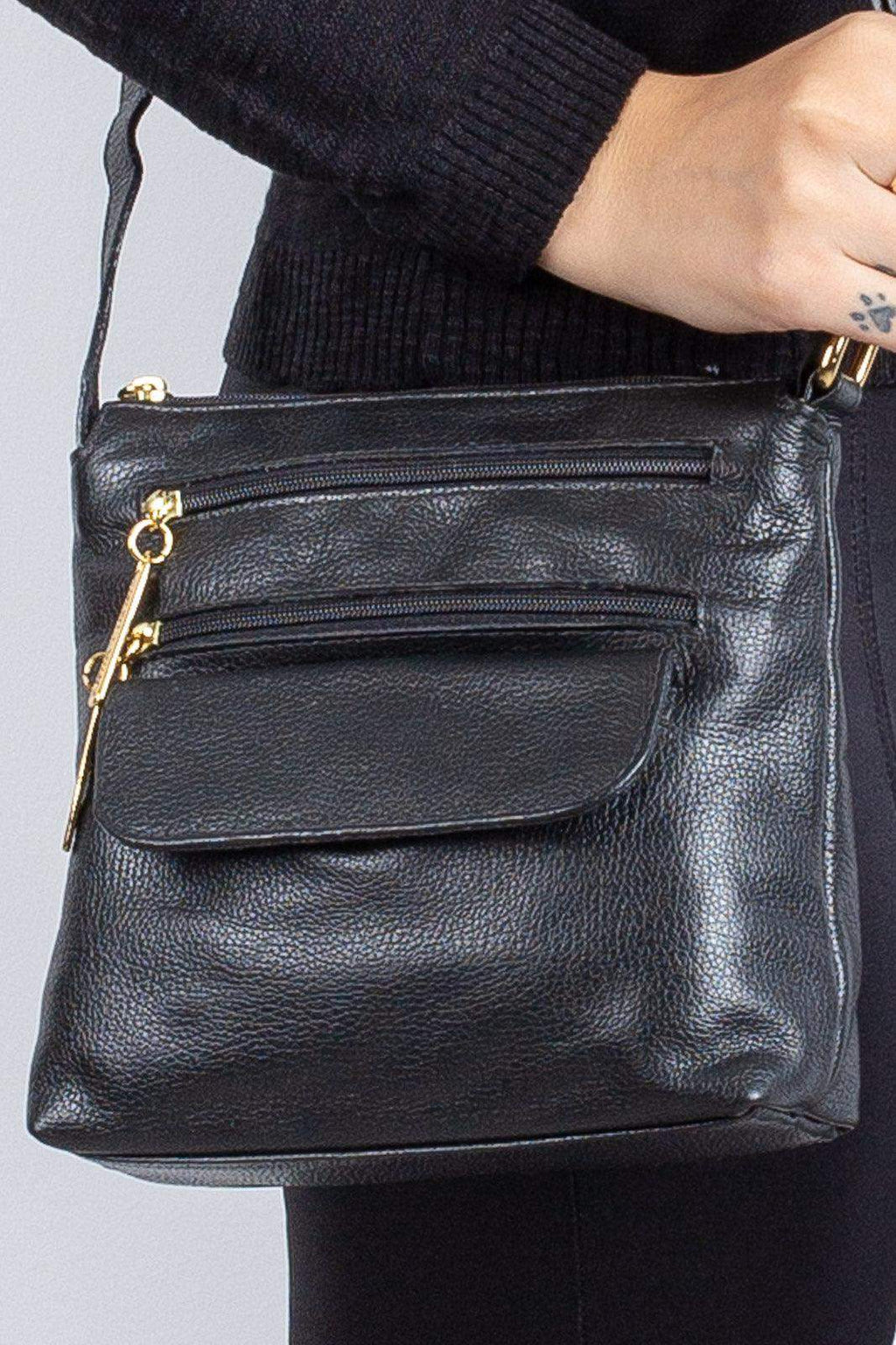 Bolsa transversal de couro liso Maura - Enluaze