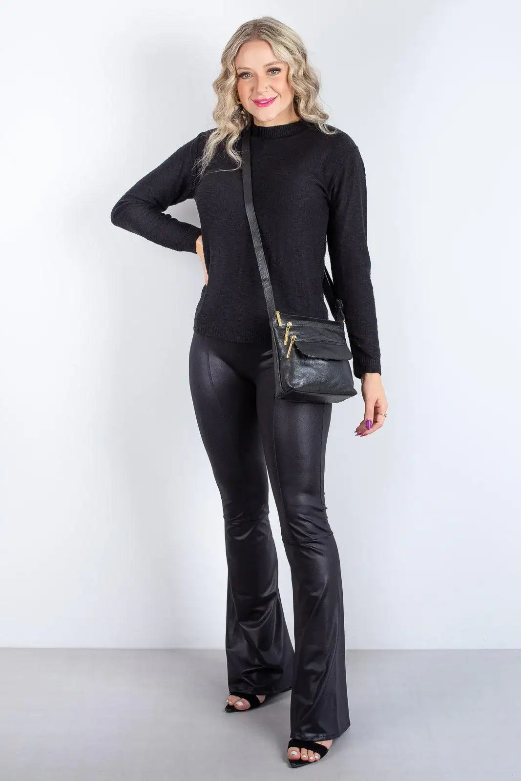 Bolsa transversal de couro liso Maura - Enluaze