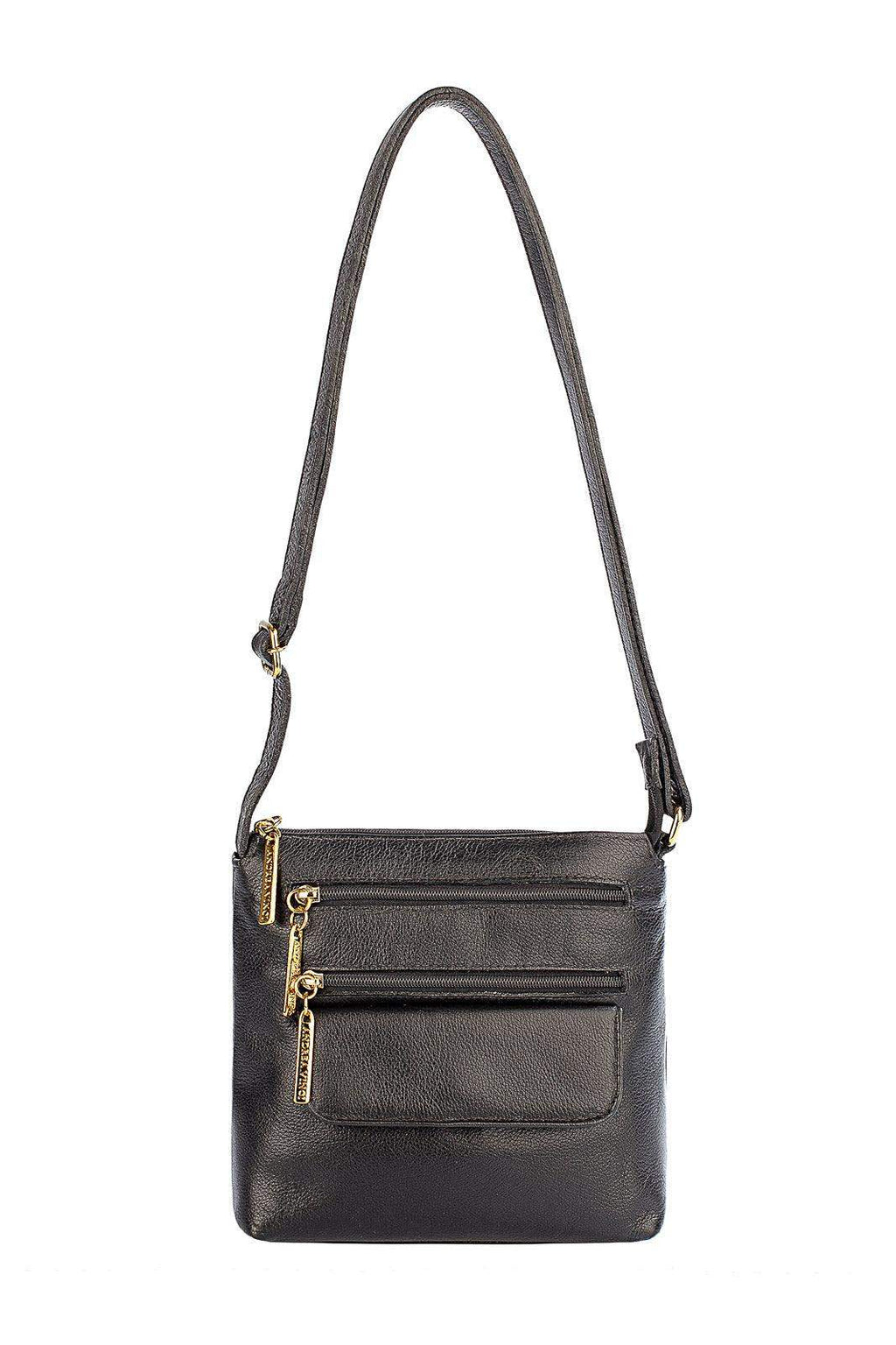 Bolsa transversal de couro liso Maura - Enluaze