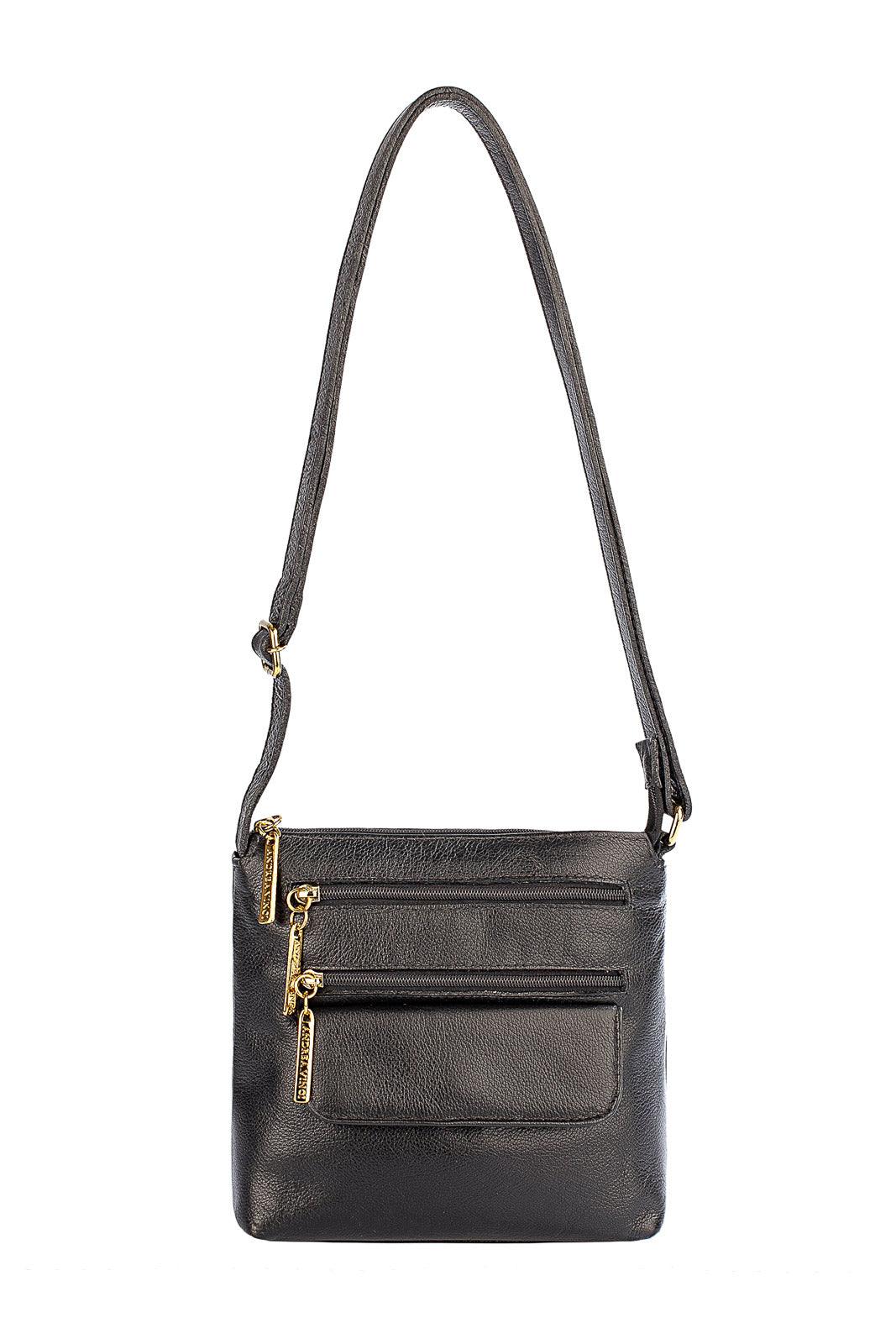 Bolsa transversal de couro liso Maura - Enluaze