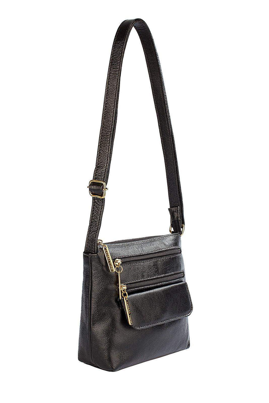 Bolsa transversal de couro liso Maura - Enluaze