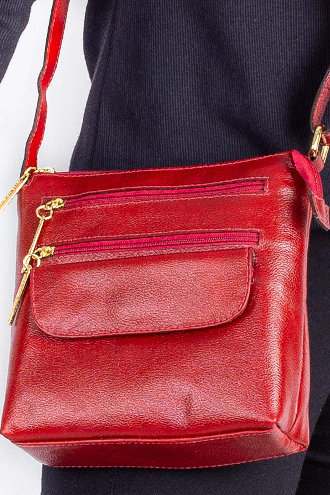 Bolsa transversal de couro liso Maura - Enluaze