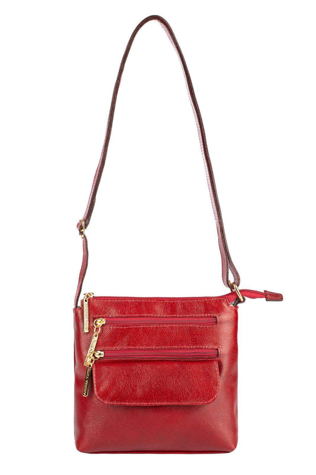 Bolsa transversal de couro liso Maura - Enluaze