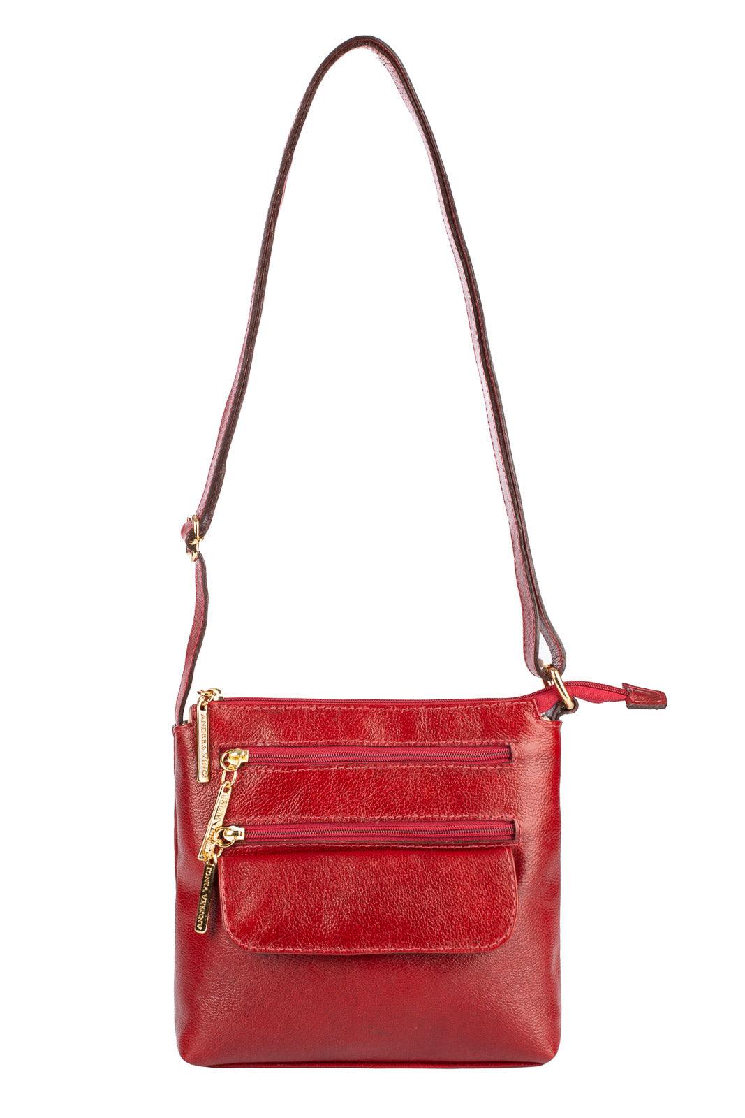 Bolsa transversal de couro liso Maura - Enluaze