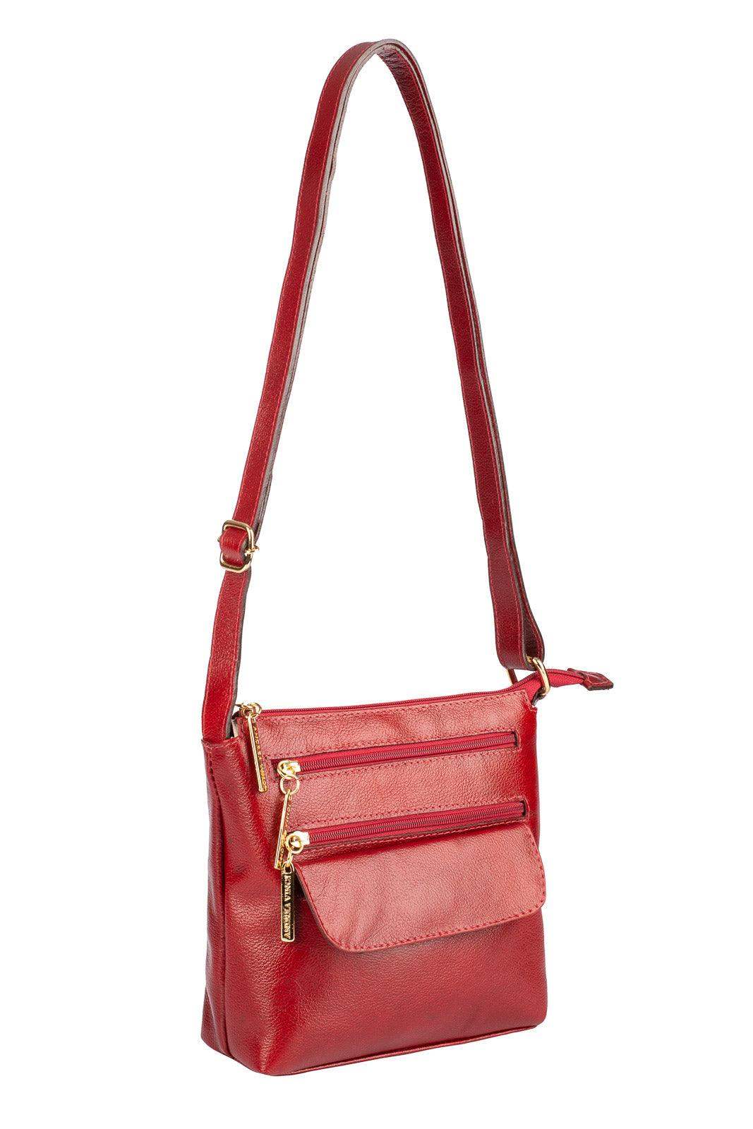 Bolsa transversal de couro liso Maura - Enluaze