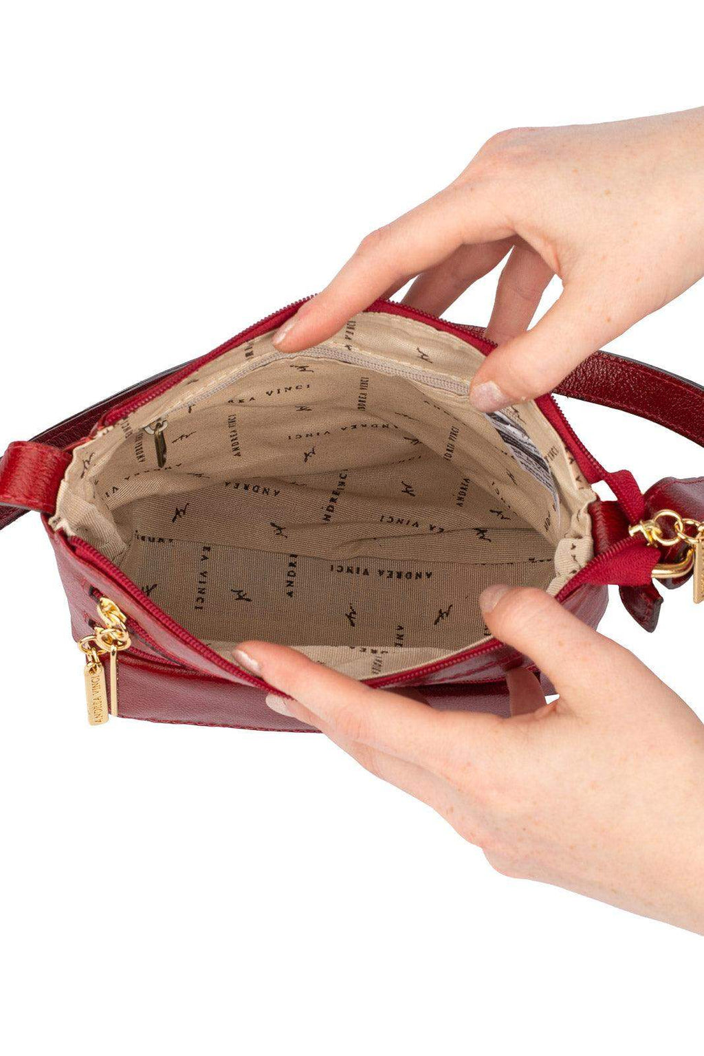 Bolsa transversal de couro liso Maura - Enluaze