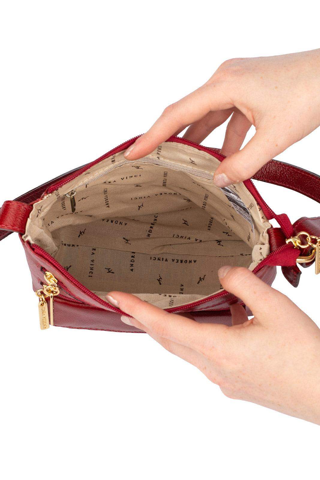 Bolsa transversal de couro liso Maura - Enluaze