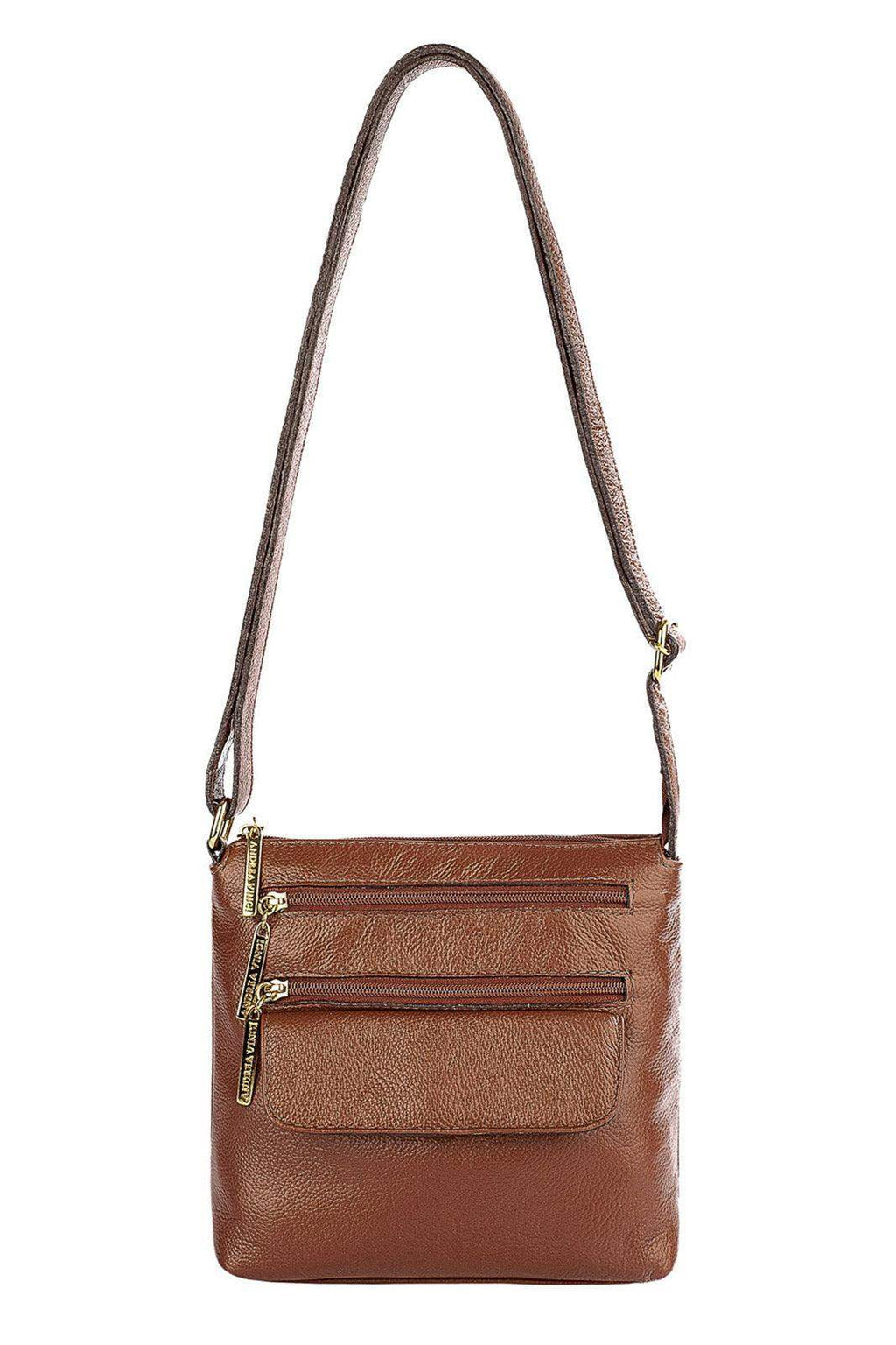 Bolsa transversal de couro liso Maura - Enluaze