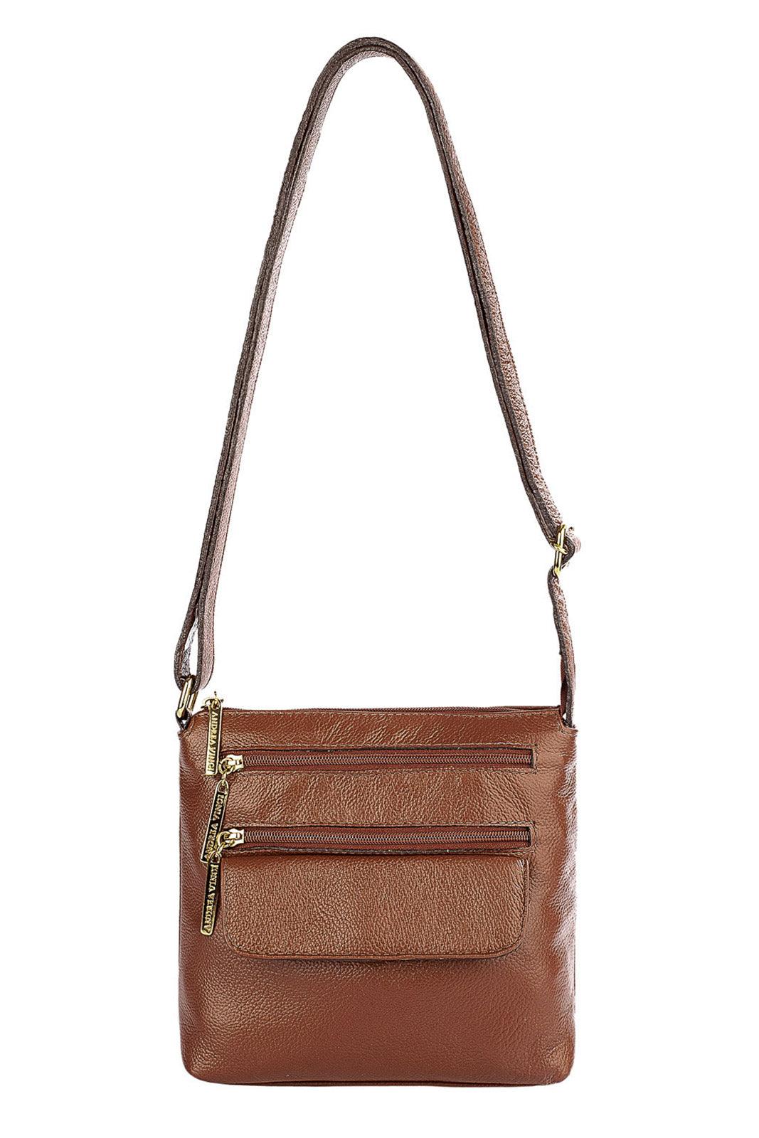 Bolsa transversal de couro liso Maura - Enluaze