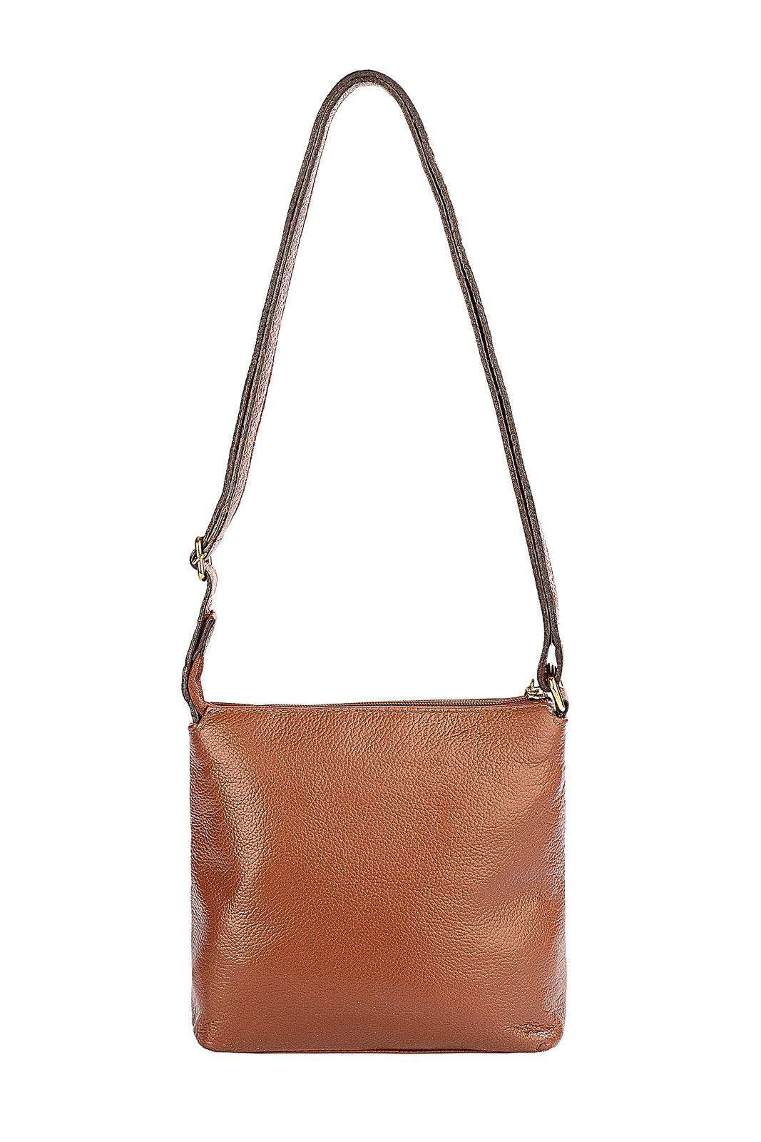 Bolsa transversal de couro liso Maura - Enluaze