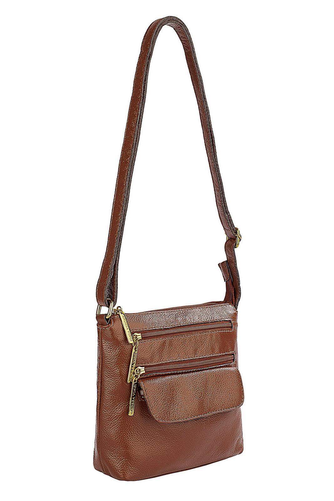 Bolsa transversal de couro liso Maura - Enluaze