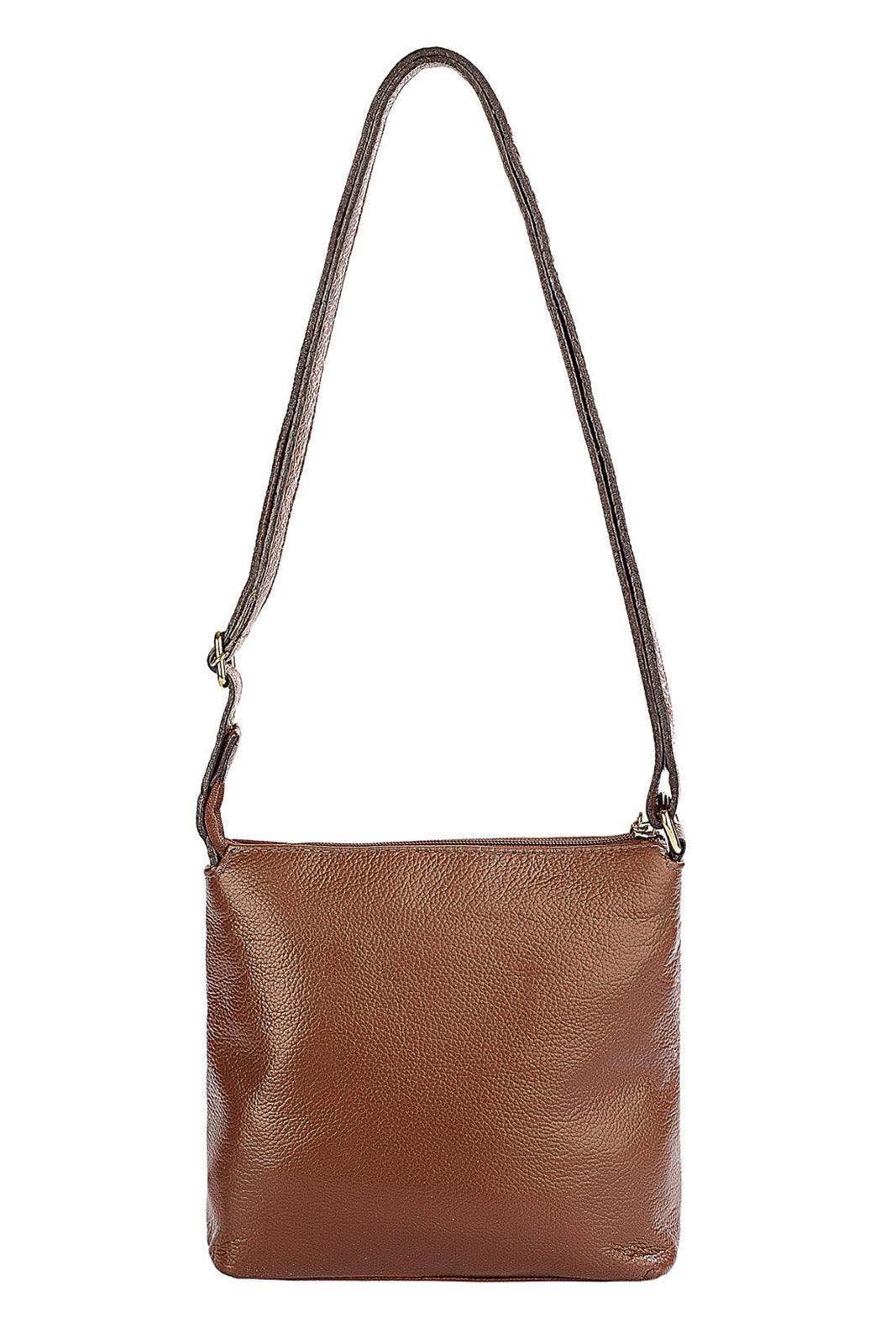 Bolsa transversal de couro liso Maura - Enluaze