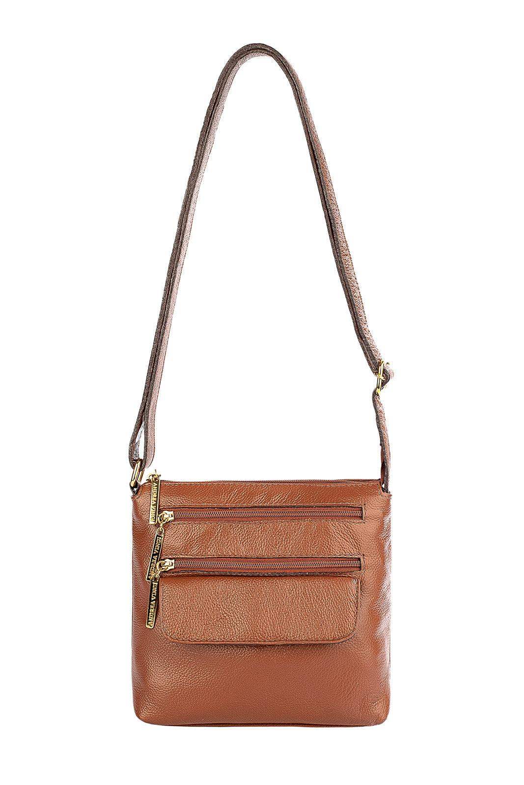 Bolsa transversal de couro liso Maura - Enluaze