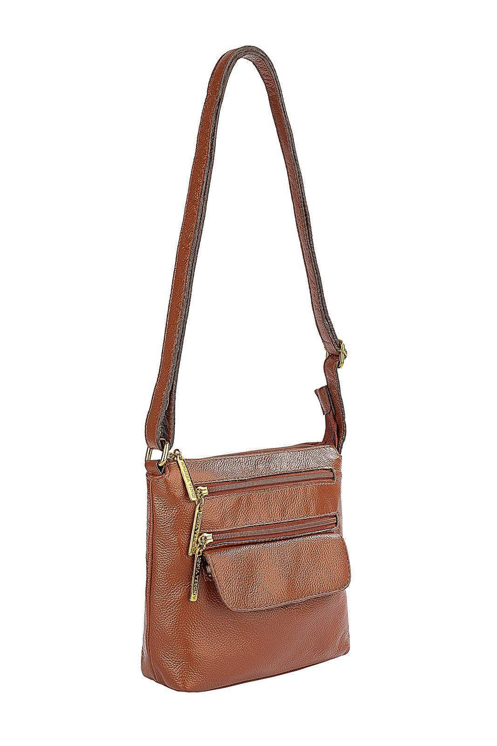 Bolsa transversal de couro liso Maura - Enluaze