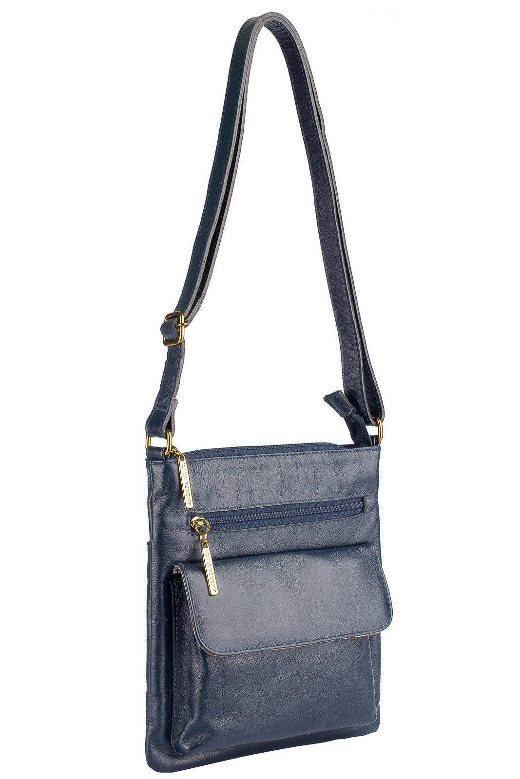 Bolsa pequena transversal de couro liso Alana - Enluaze