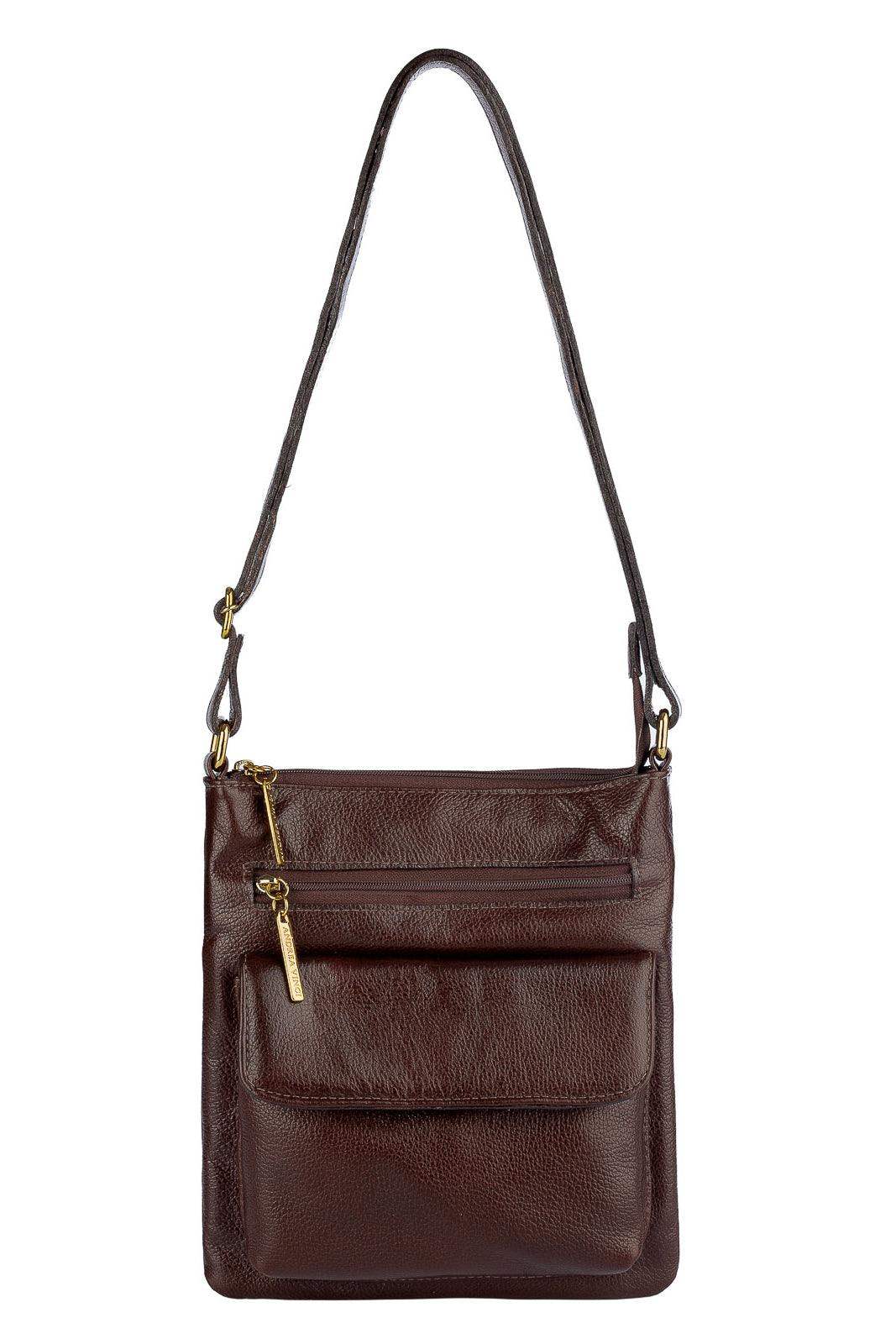 Bolsa pequena transversal de couro liso Alana - Enluaze