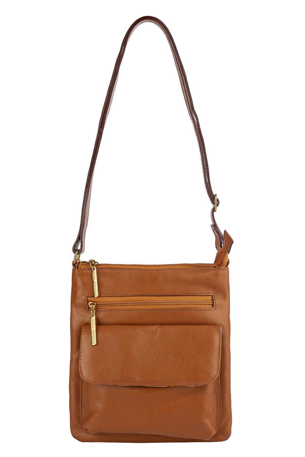 Bolsa pequena transversal de couro liso Alana - Enluaze