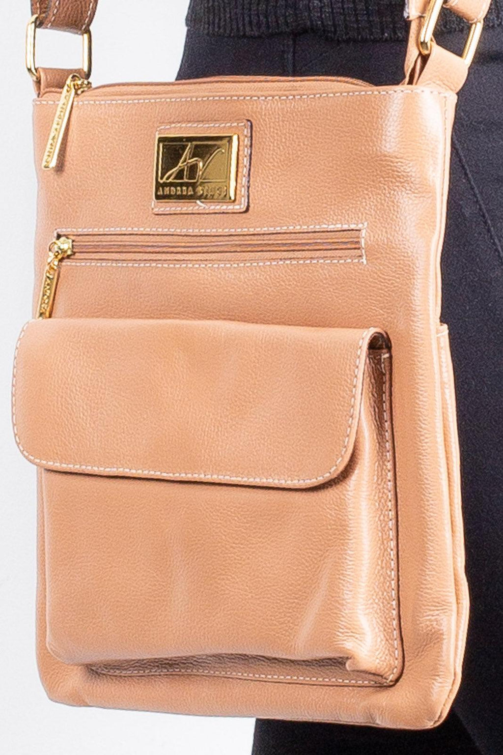 Bolsa transversal de couro liso Karen - Enluaze