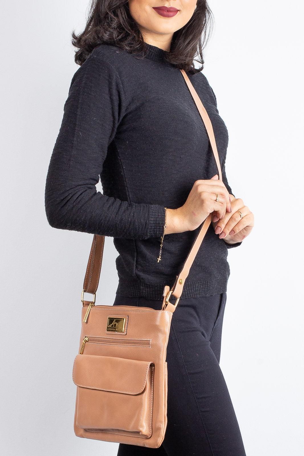 Bolsa transversal de couro liso Karen - Enluaze