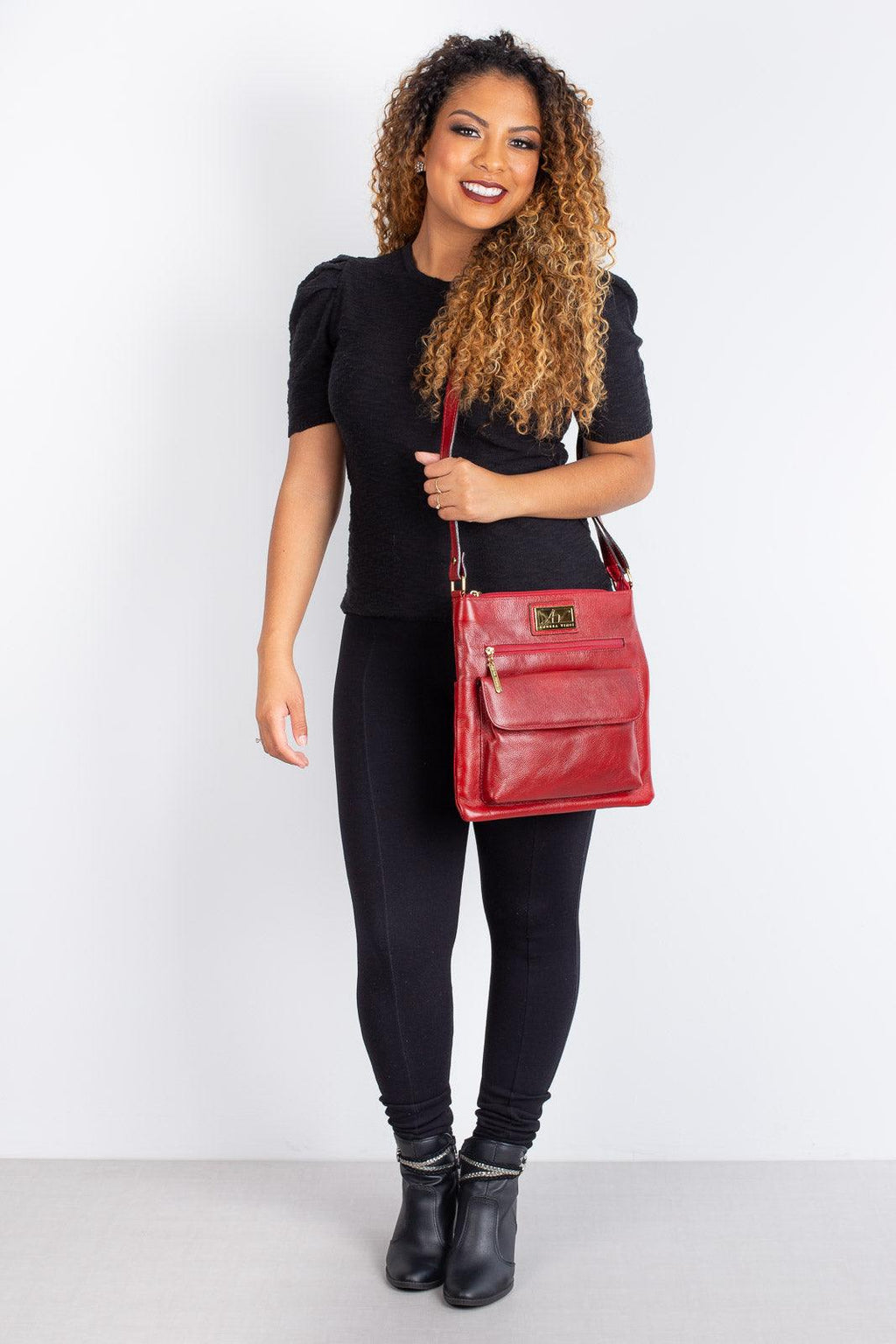 Bolsa transversal de couro liso Karen - Enluaze