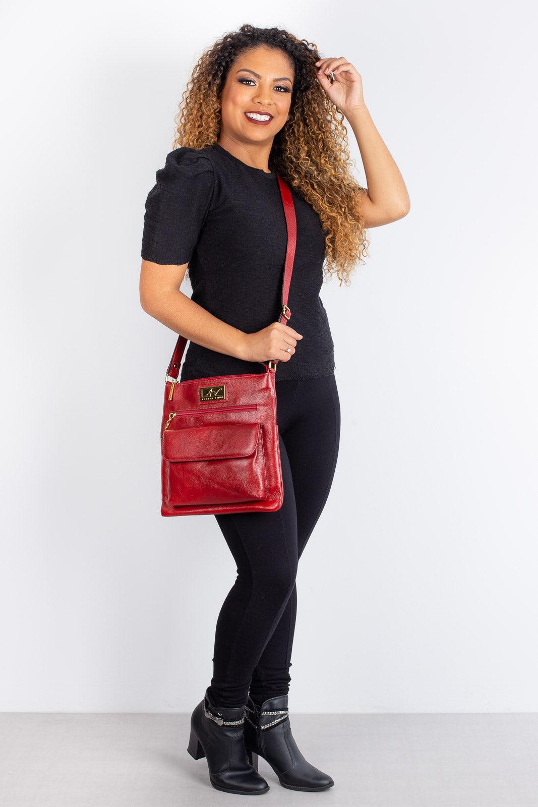 Bolsa transversal de couro liso Karen - Enluaze