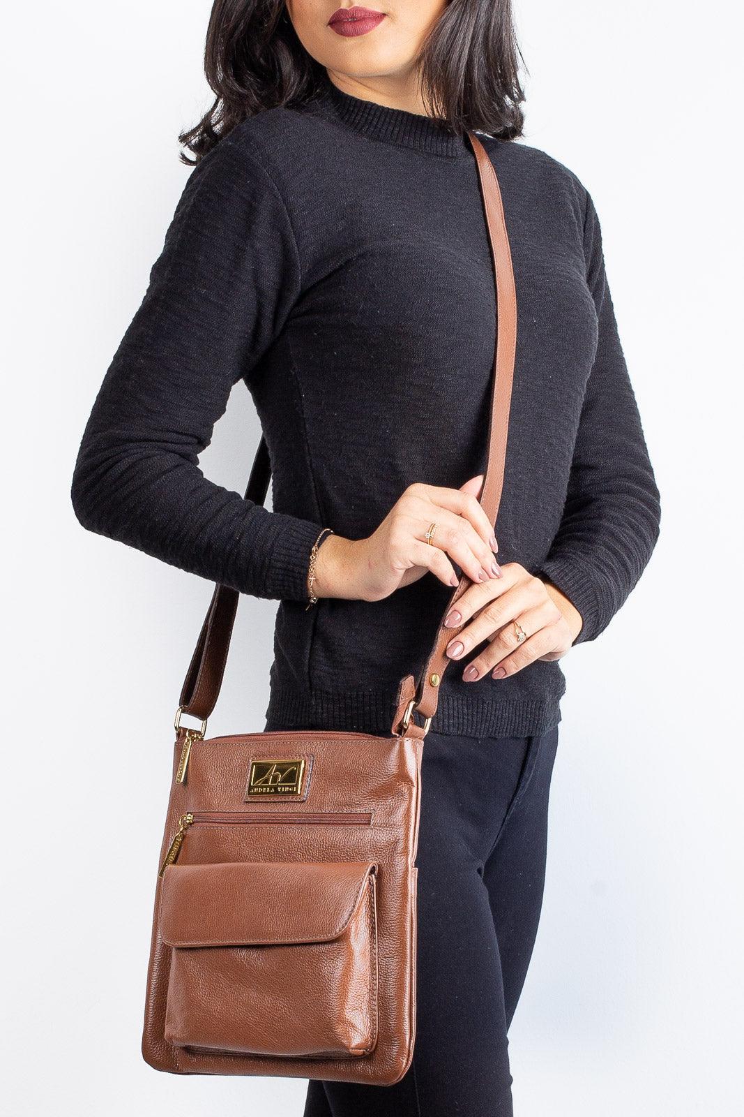 Bolsa transversal de couro liso Karen - Enluaze