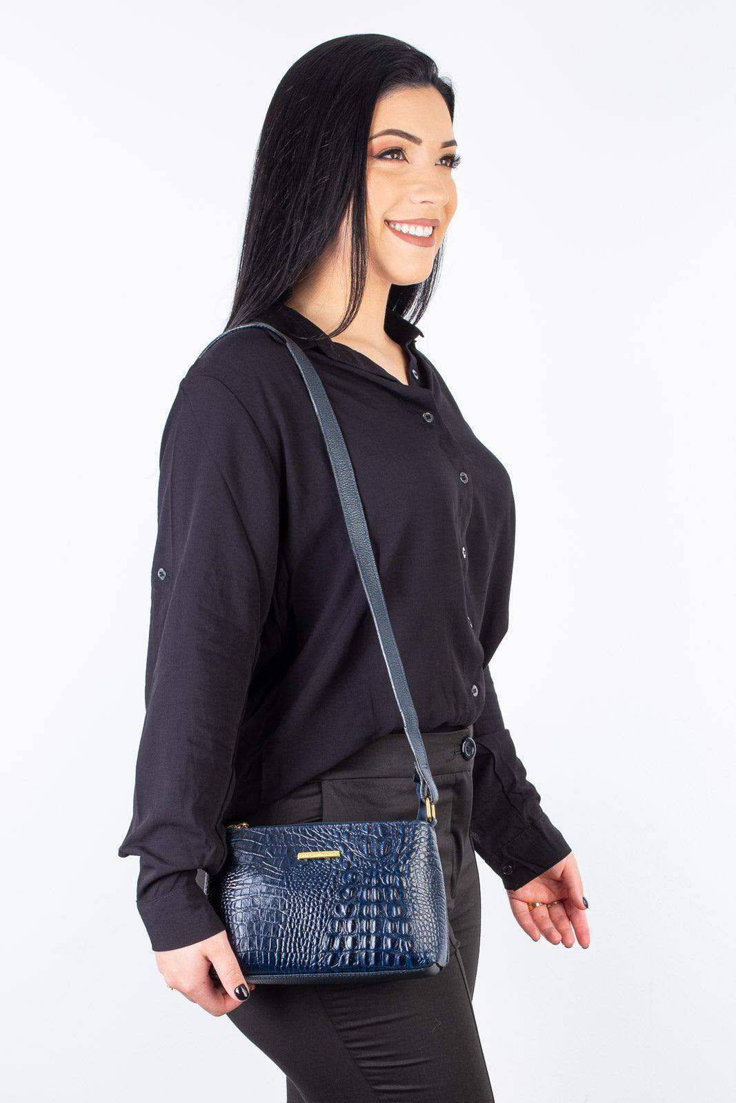 Bolsa pequena transversal de couro croco Iris - Enluaze