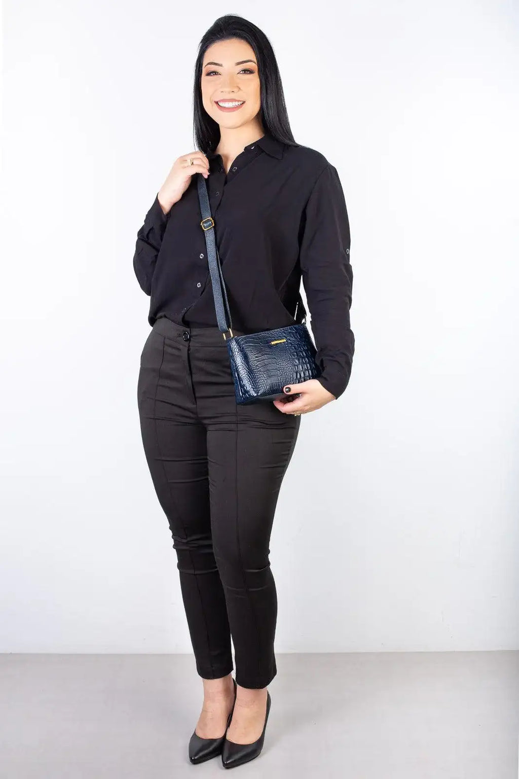 Bolsa pequena transversal de couro croco Iris - Enluaze