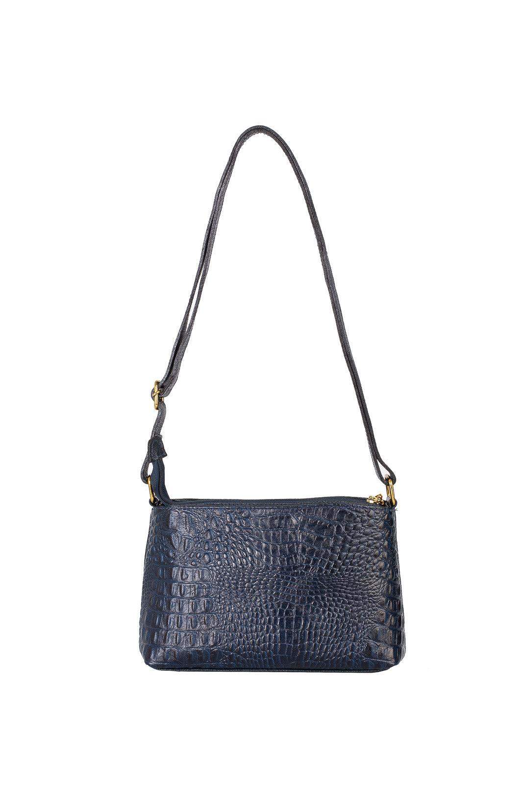Bolsa pequena transversal de couro croco Iris - Enluaze