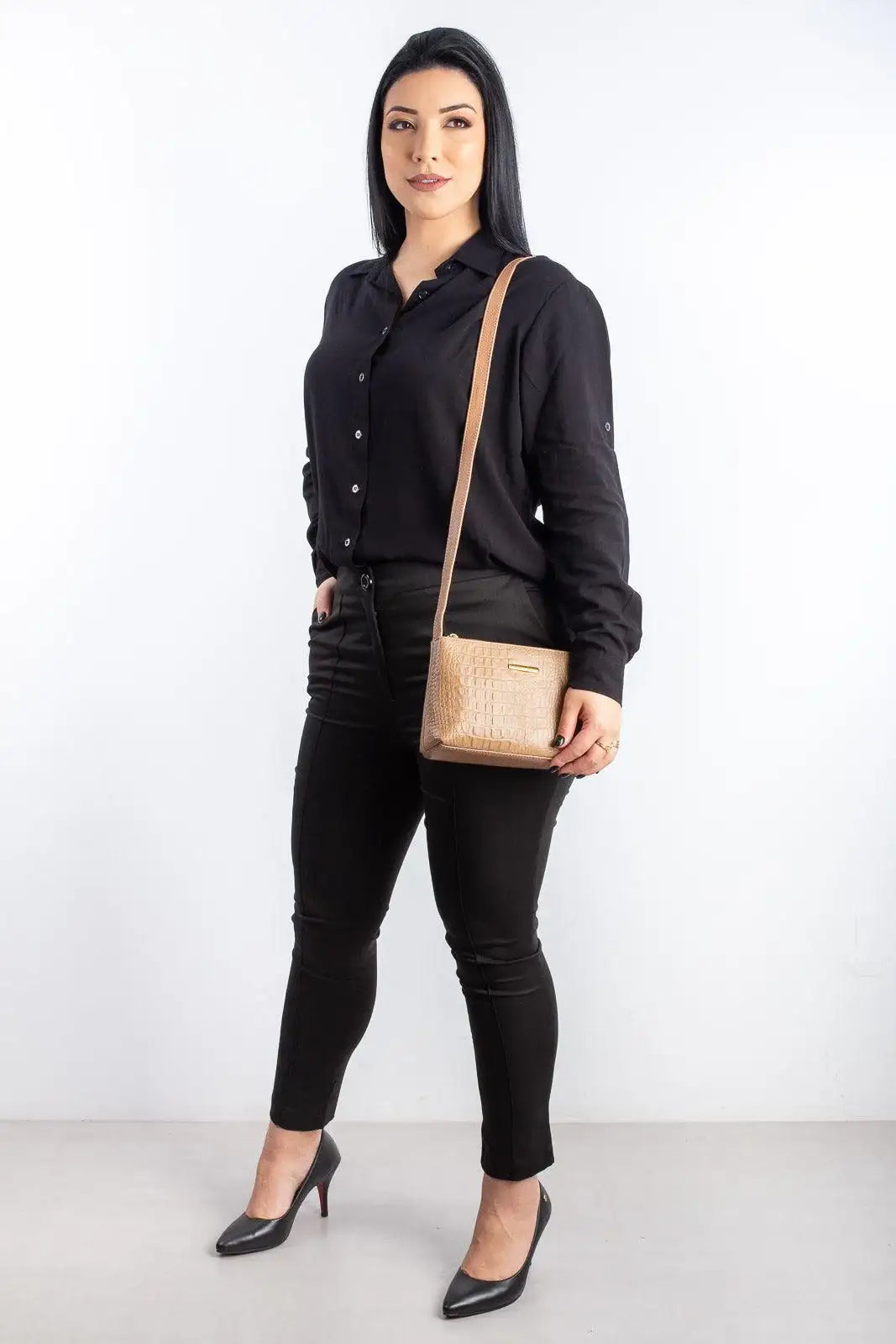 Bolsa pequena transversal de couro croco Iris - Enluaze