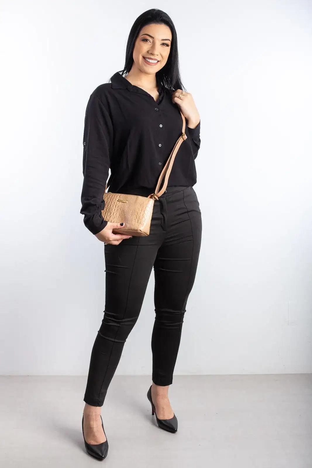 Bolsa pequena transversal de couro croco Iris - Enluaze