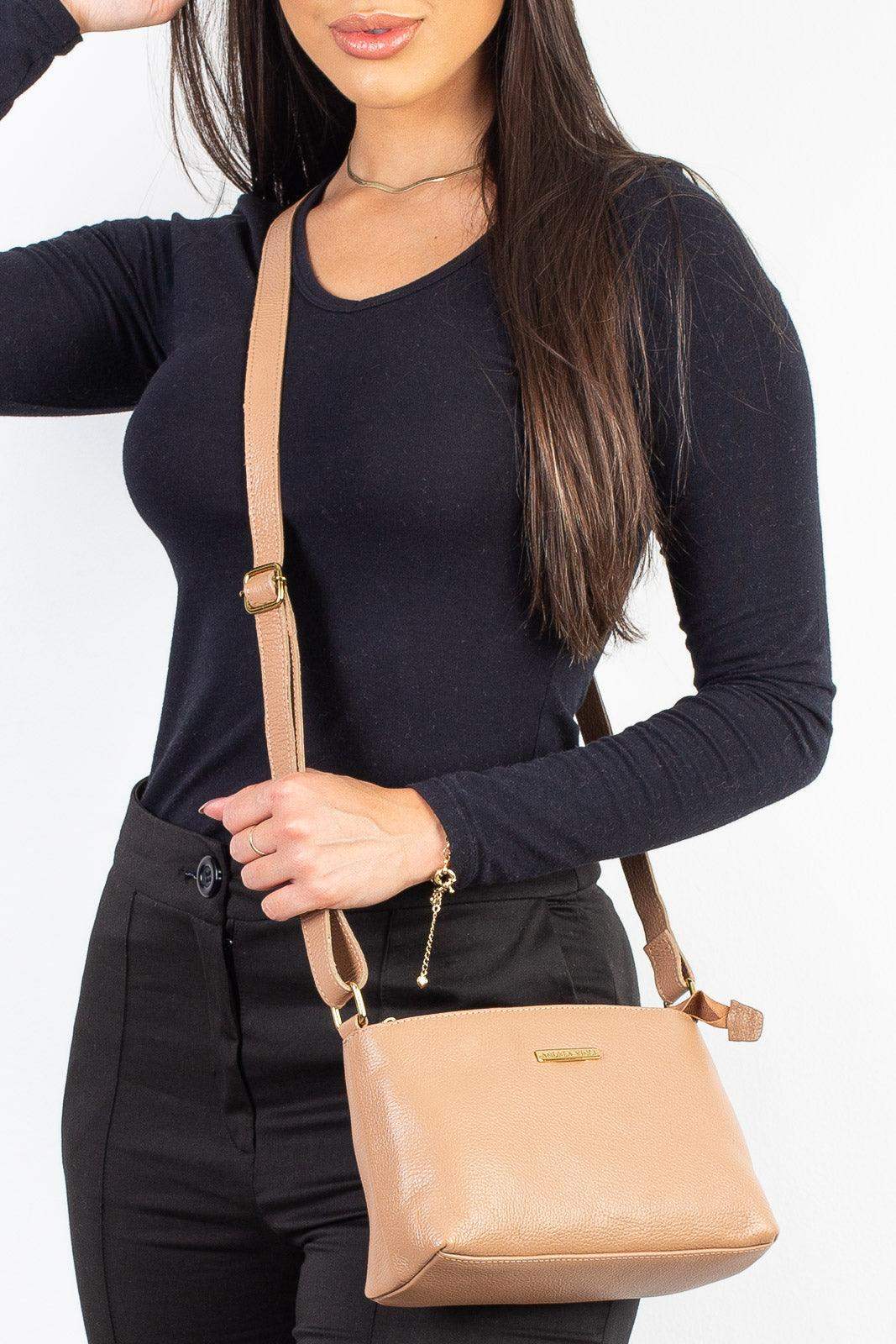 Bolsa pequena transversal de couro liso Iris - Enluaze