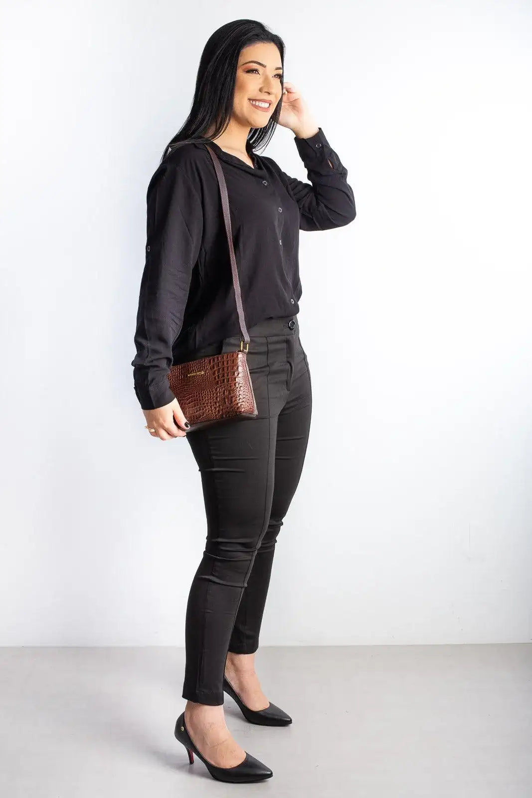 Bolsa pequena transversal de couro croco Iris - Enluaze